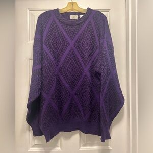 VINTAGE- Sears Purple Diamond Knit Mens Sweater - XL